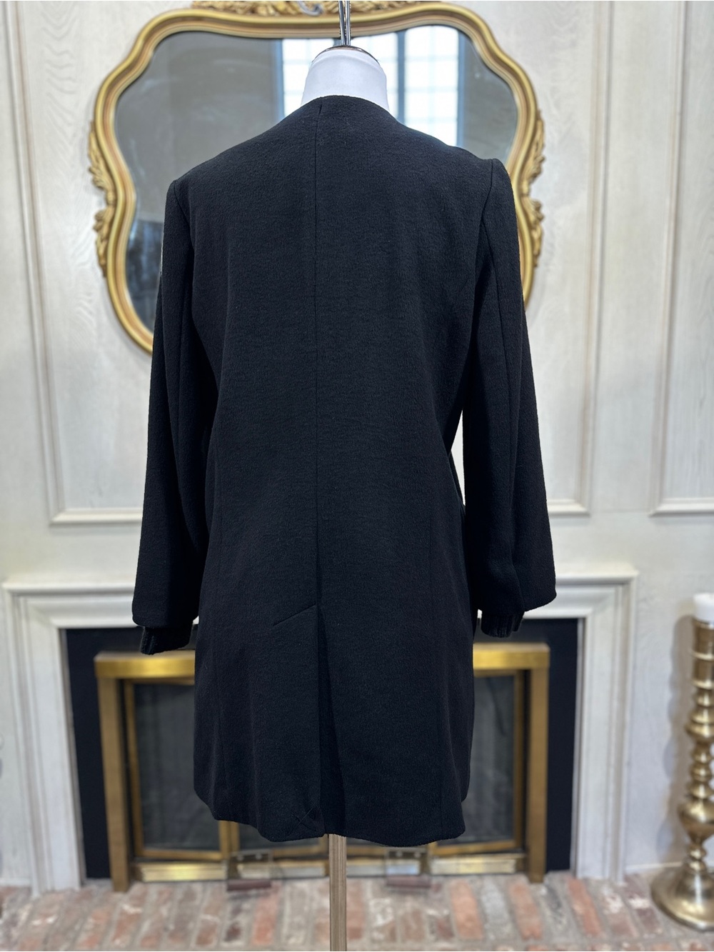 J. Jill Wool Blend Coat Size S Black Collarless Minimalist Dark Academia - Picture 5 of 9